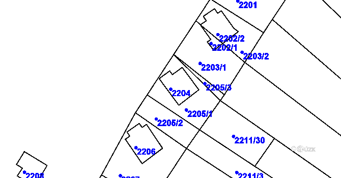 Parcela st. 2204 v KÚ Ochoz u Brna, Katastrální mapa