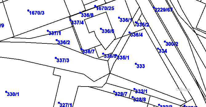 Parcela st. 336/5 v KÚ Ochoz u Brna, Katastrální mapa