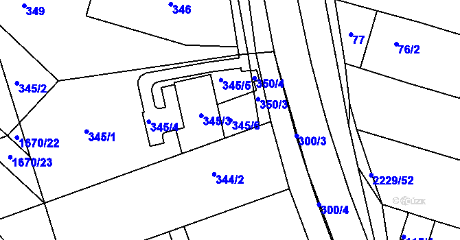 Parcela st. 345/6 v KÚ Ochoz u Brna, Katastrální mapa