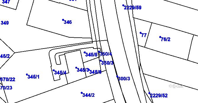 Parcela st. 350/4 v KÚ Ochoz u Brna, Katastrální mapa