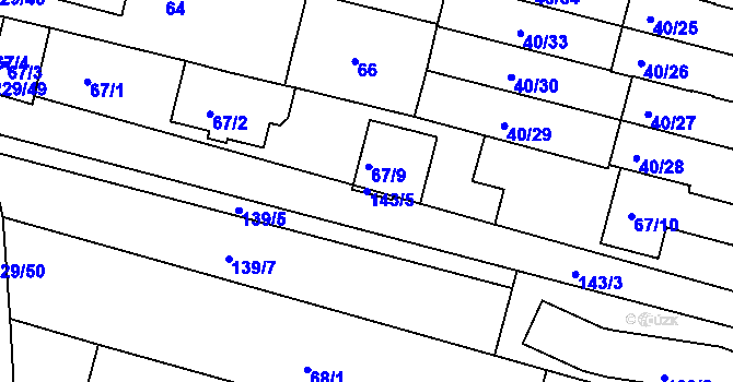 Parcela st. 143/5 v KÚ Ochoz u Brna, Katastrální mapa