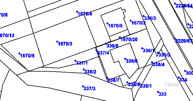 Parcela st. 337/4 v KÚ Ochoz u Brna, Katastrální mapa
