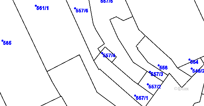 Parcela st. 557/4 v KÚ Ochoz u Brna, Katastrální mapa