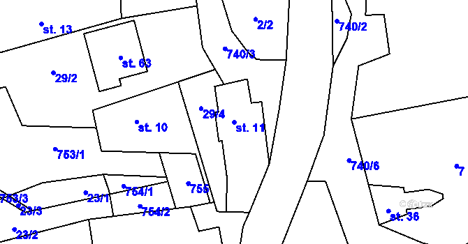 Parcela st. 11 v KÚ Ochoz u Tišnova, Katastrální mapa