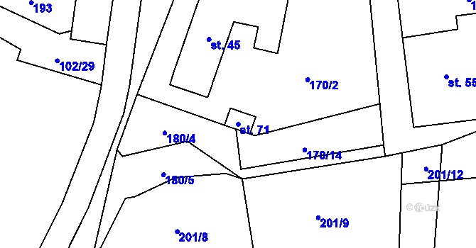 Parcela st. 71 v KÚ Ochoz u Tišnova, Katastrální mapa