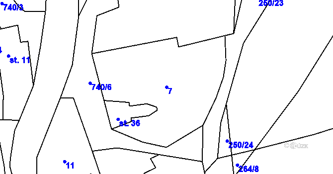 Parcela st. 7 v KÚ Ochoz u Tišnova, Katastrální mapa