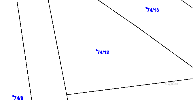 Parcela st. 74/12 v KÚ Ochoz u Tišnova, Katastrální mapa