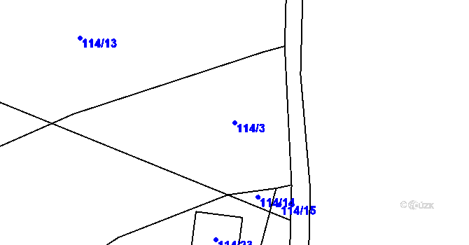 Parcela st. 114/3 v KÚ Ochoz u Tišnova, Katastrální mapa