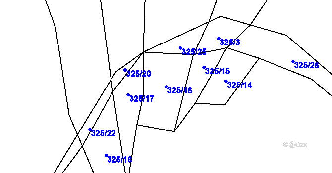 Parcela st. 325/16 v KÚ Ochoz u Tišnova, Katastrální mapa