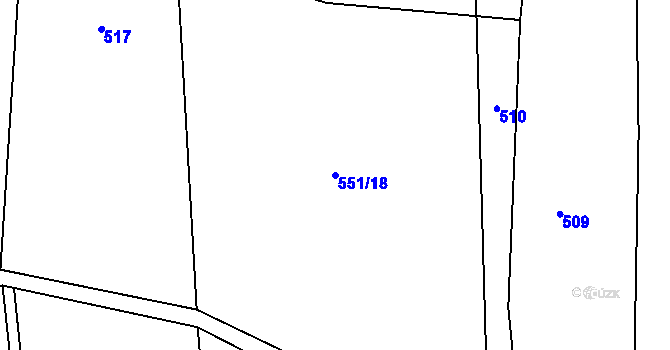 Parcela st. 551/18 v KÚ Ochoz u Tišnova, Katastrální mapa