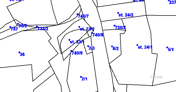 Parcela st. 2/3 v KÚ Ochoz u Tišnova, Katastrální mapa