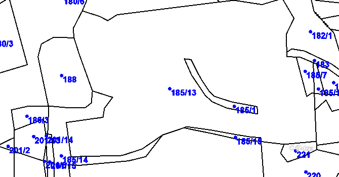 Parcela st. 185/13 v KÚ Ochoz u Tišnova, Katastrální mapa