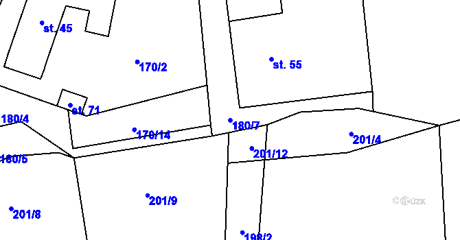 Parcela st. 180/7 v KÚ Ochoz u Tišnova, Katastrální mapa