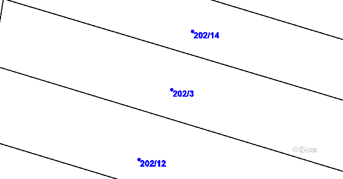 Parcela st. 202/3 v KÚ Okarec, Katastrální mapa