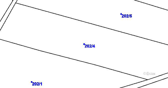 Parcela st. 202/4 v KÚ Okarec, Katastrální mapa