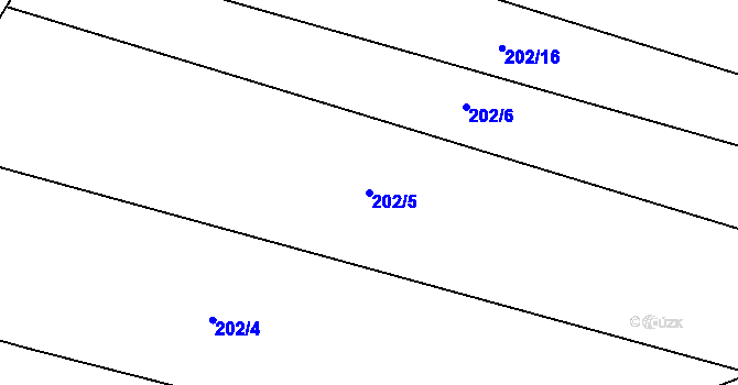Parcela st. 202/5 v KÚ Okarec, Katastrální mapa