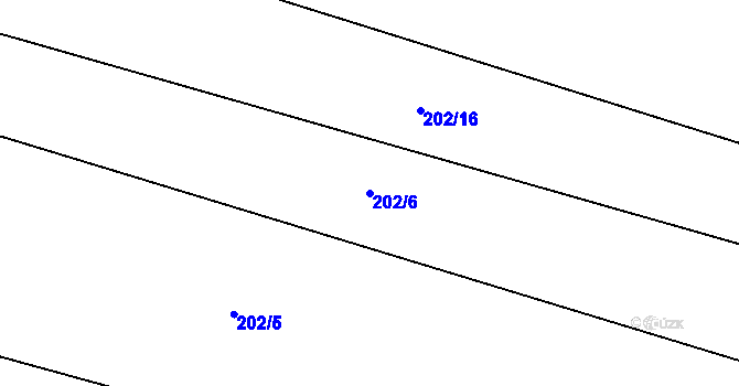 Parcela st. 202/6 v KÚ Okarec, Katastrální mapa