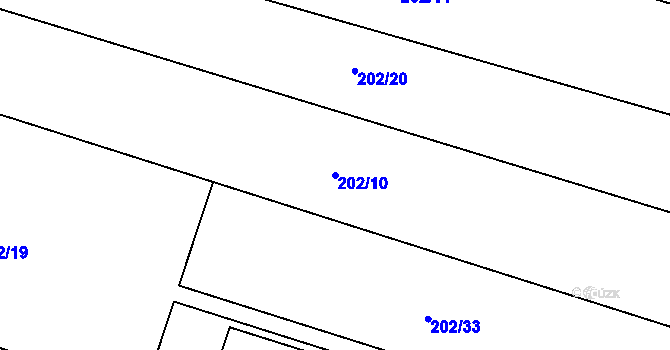 Parcela st. 202/10 v KÚ Okarec, Katastrální mapa
