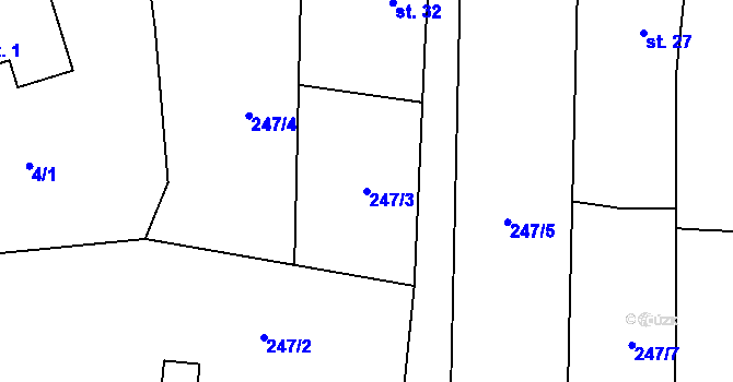 Parcela st. 247/3 v KÚ Okarec, Katastrální mapa