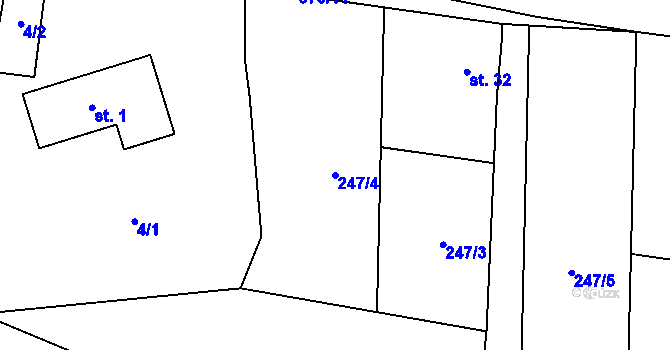 Parcela st. 247/4 v KÚ Okarec, Katastrální mapa
