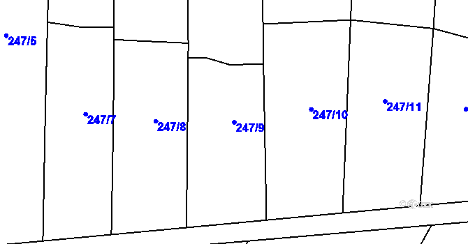 Parcela st. 247/9 v KÚ Okarec, Katastrální mapa