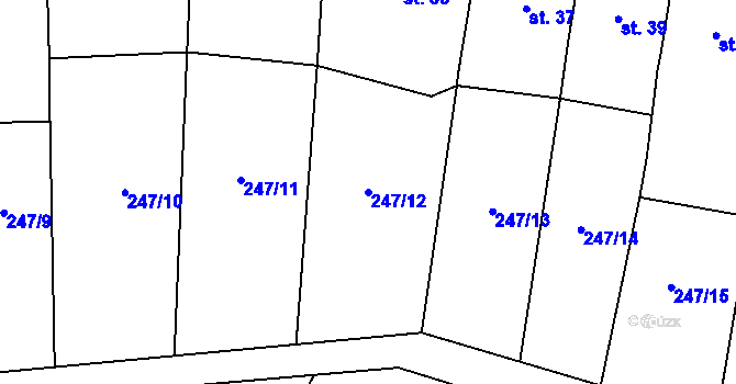 Parcela st. 247/12 v KÚ Okarec, Katastrální mapa