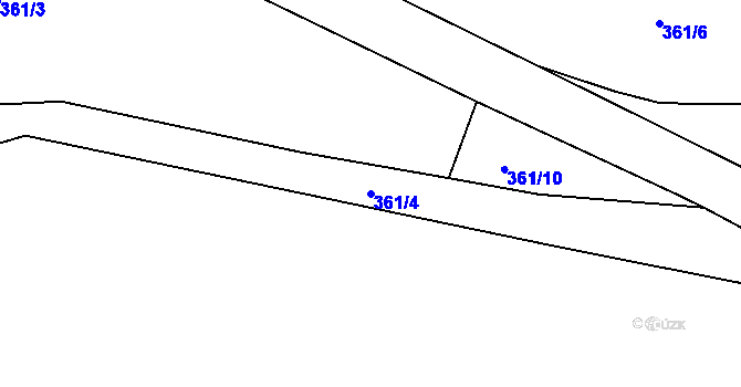 Parcela st. 361/4 v KÚ Okarec, Katastrální mapa