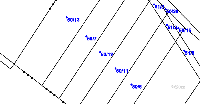 Parcela st. 50/12 v KÚ Okarec, Katastrální mapa