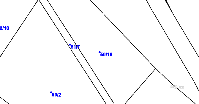 Parcela st. 50/18 v KÚ Okarec, Katastrální mapa