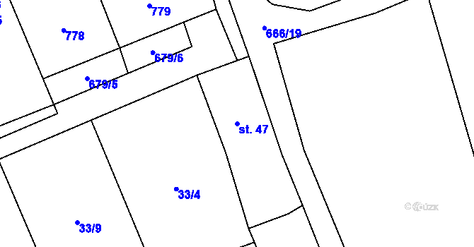 Parcela st. 47 v KÚ Obora v Podbezdězí, Katastrální mapa