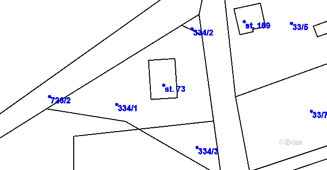 Parcela st. 73 v KÚ Obora v Podbezdězí, Katastrální mapa