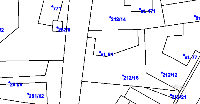 Parcela st. 91 v KÚ Obora v Podbezdězí, Katastrální mapa