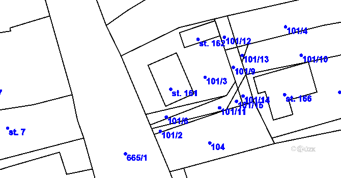 Parcela st. 161 v KÚ Obora v Podbezdězí, Katastrální mapa