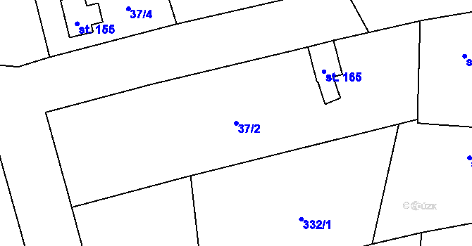 Parcela st. 37/2 v KÚ Obora v Podbezdězí, Katastrální mapa