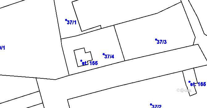 Parcela st. 37/4 v KÚ Obora v Podbezdězí, Katastrální mapa