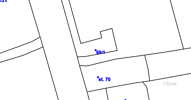 Parcela st. 69/1 v KÚ Obora v Podbezdězí, Katastrální mapa