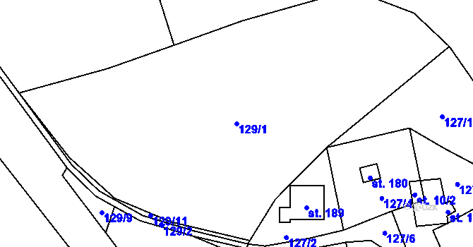 Parcela st. 129/1 v KÚ Obora v Podbezdězí, Katastrální mapa