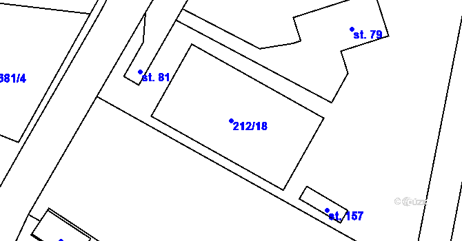 Parcela st. 212/18 v KÚ Obora v Podbezdězí, Katastrální mapa
