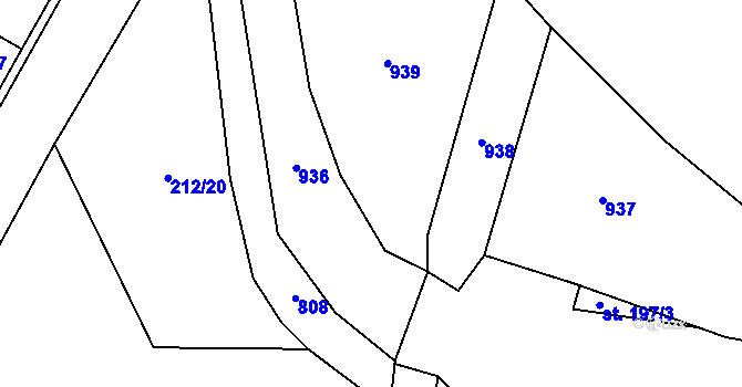 Parcela st. 693/12 v KÚ Obora v Podbezdězí, Katastrální mapa