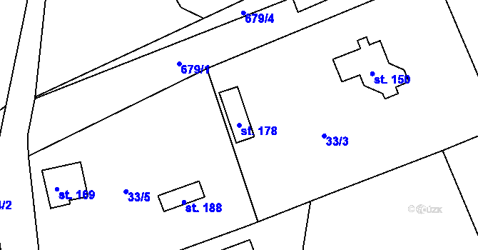 Parcela st. 178 v KÚ Obora v Podbezdězí, Katastrální mapa