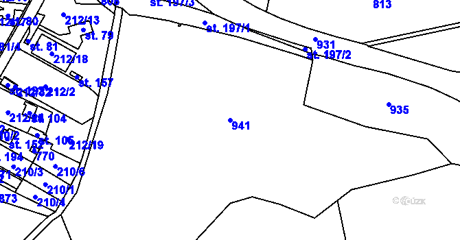 Parcela st. 941 v KÚ Obora v Podbezdězí, Katastrální mapa