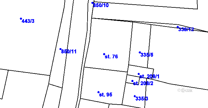 Parcela st. 76 v KÚ Okna v Podbezdězí, Katastrální mapa