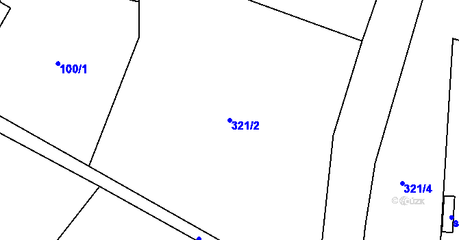 Parcela st. 321/2 v KÚ Okna v Podbezdězí, Katastrální mapa