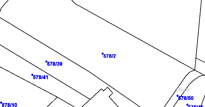 Parcela st. 578/2 v KÚ Okna v Podbezdězí, Katastrální mapa
