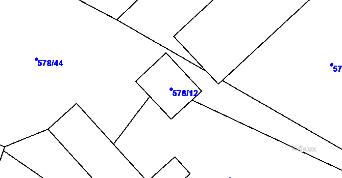 Parcela st. 578/12 v KÚ Okna v Podbezdězí, Katastrální mapa