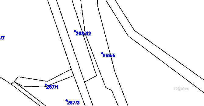 Parcela st. 869/5 v KÚ Okna v Podbezdězí, Katastrální mapa