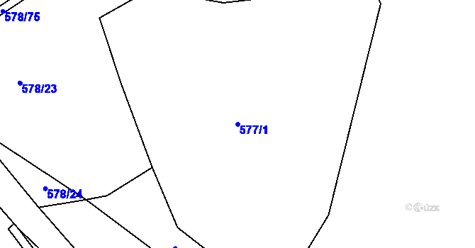 Parcela st. 577/1 v KÚ Okna v Podbezdězí, Katastrální mapa