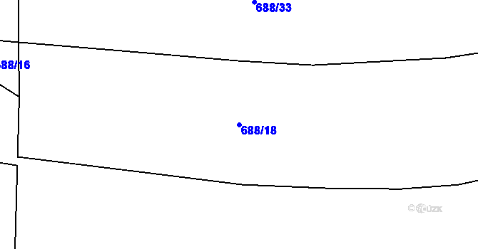 Parcela st. 688/18 v KÚ Okna v Podbezdězí, Katastrální mapa