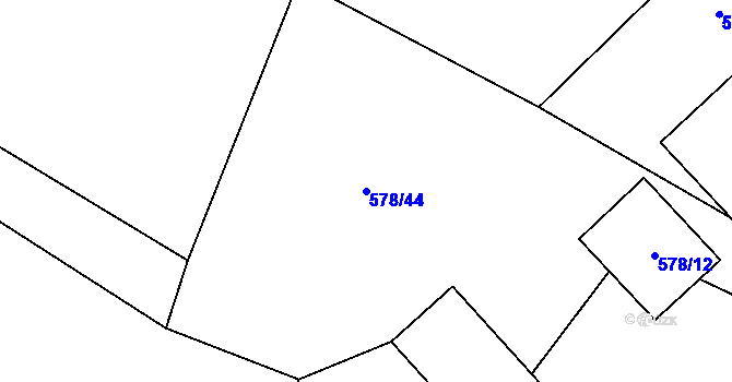 Parcela st. 578/44 v KÚ Okna v Podbezdězí, Katastrální mapa