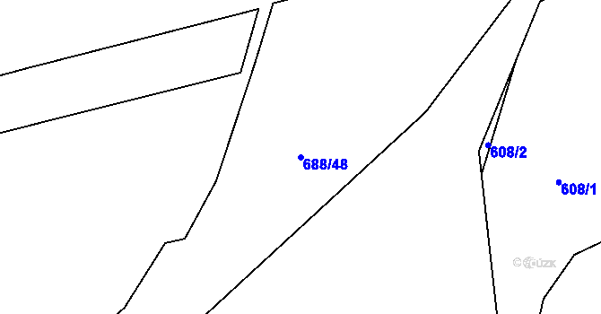 Parcela st. 688/48 v KÚ Okna v Podbezdězí, Katastrální mapa